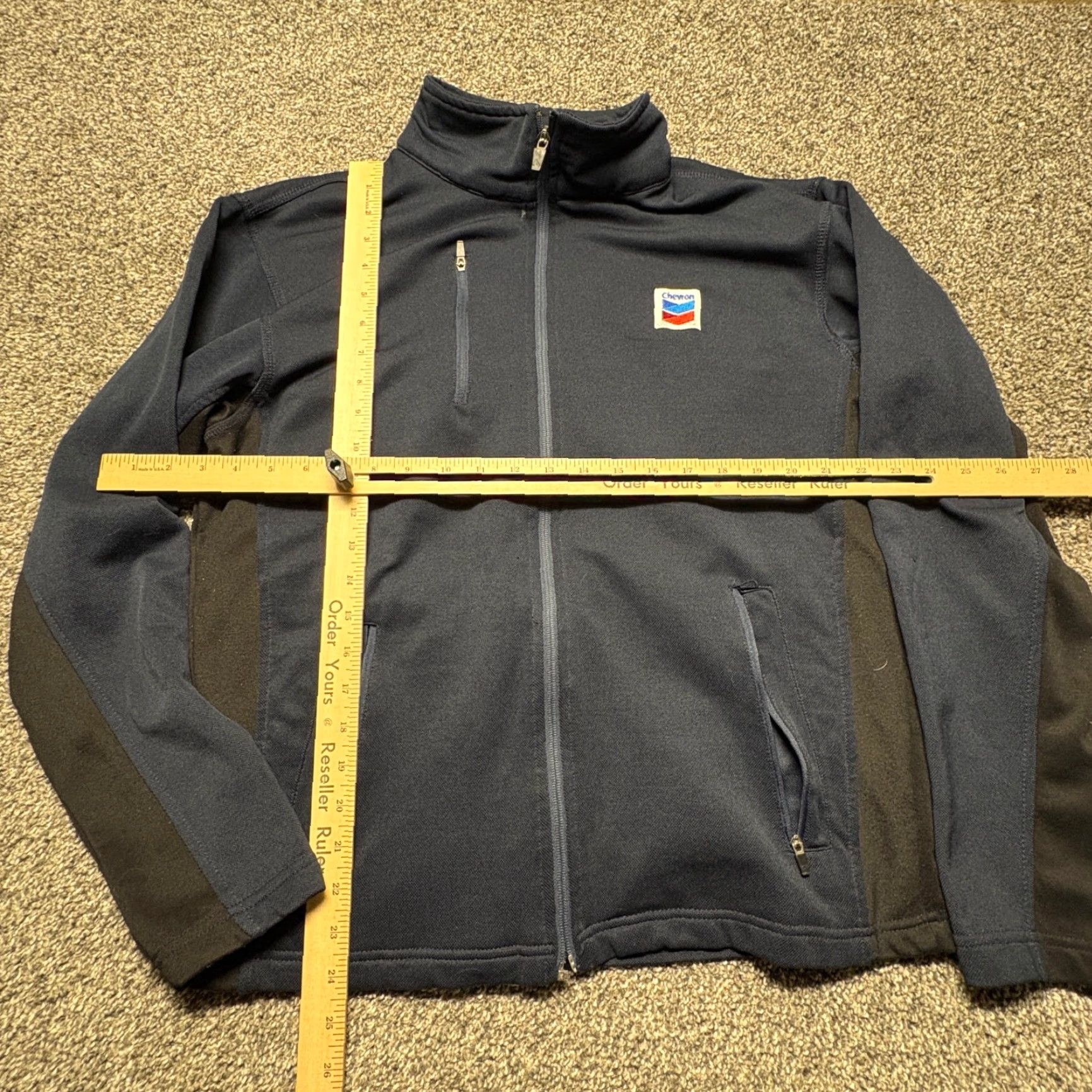 GAS Chevron Employee Jacket Mens Medium Blue Black Full Zip Gas Station Work Sweater Size US M / EU 48-50 / 2 - 2 Thumbnail