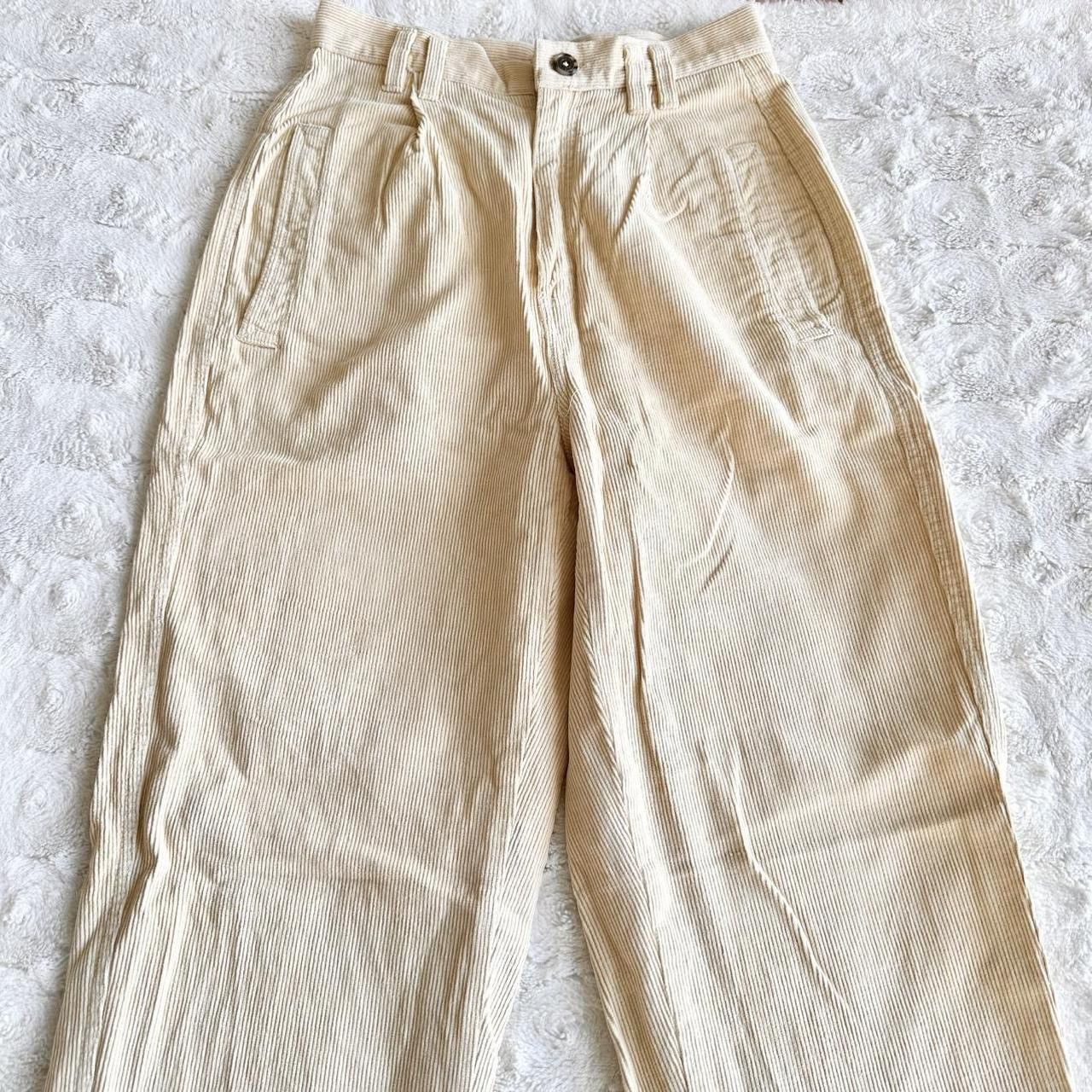 Other Vintage Liz Wear Corduroy Pants Womens 4 Cream High Waist Size 26" / US 2 / IT 38 - 4 Thumbnail