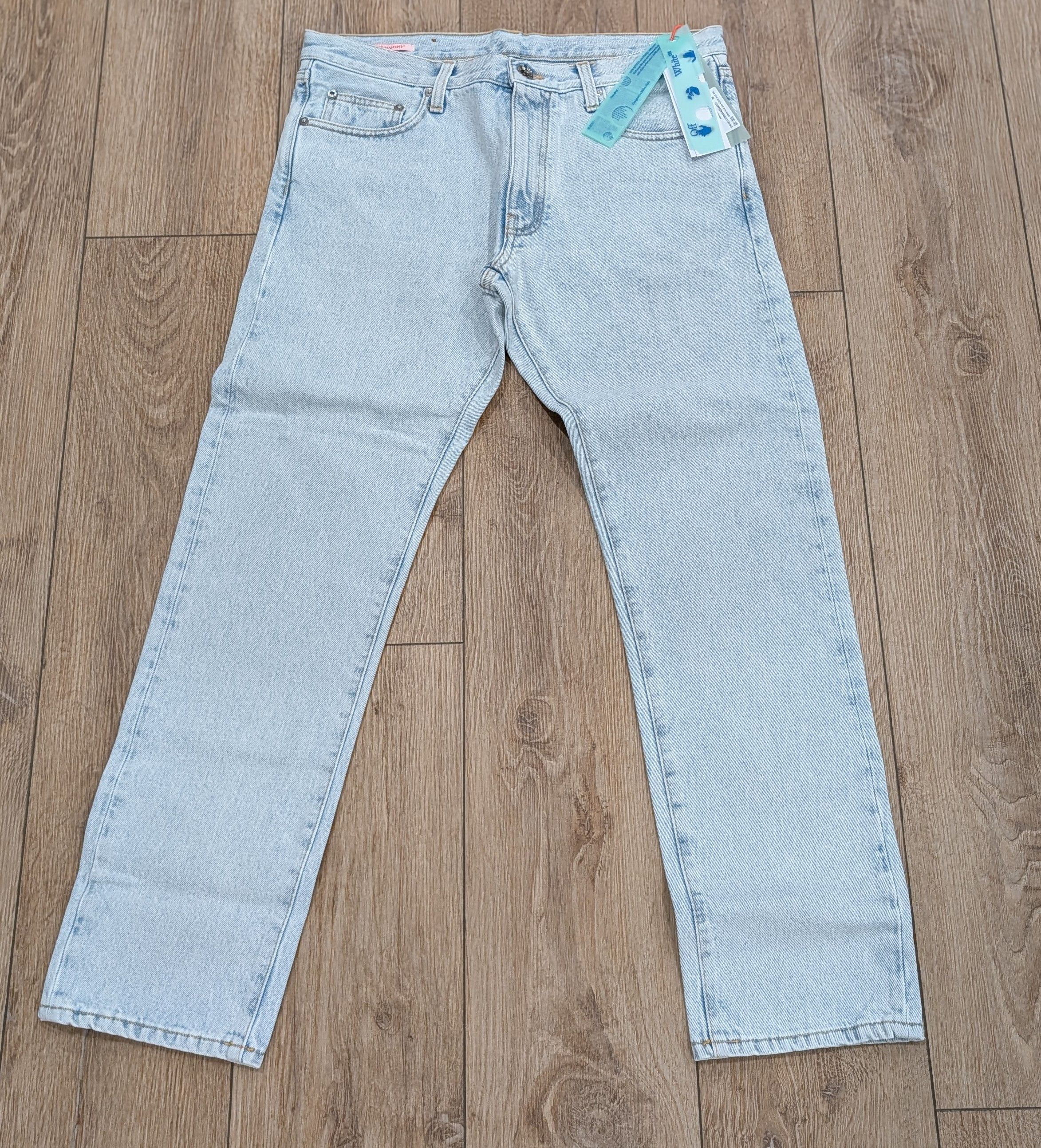 Off-White OFF-WHITE Diagonal Tab Arrow Slim Fit Jeans Light Blue 34 Size US 34 / EU 50 - 1 Thumbnail