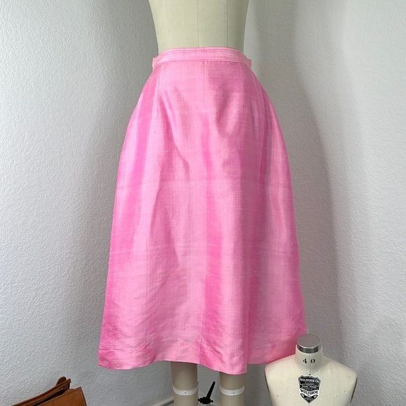 Vintage VTG Raw Silk A Line Midi Party Skirt Size 27" / US 4 / IT 40 - 1 Thumbnail