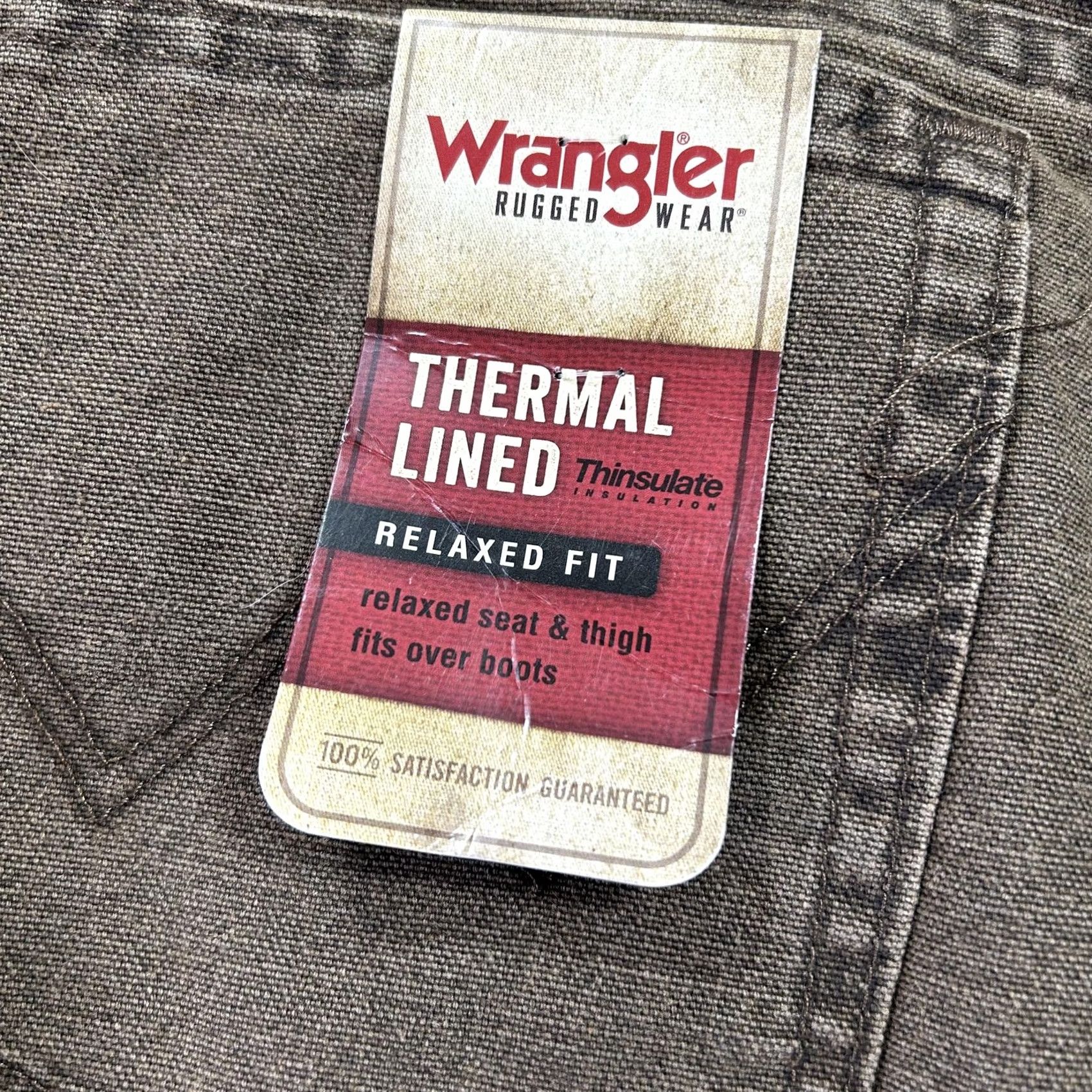 Wrangler WRANGLER Rugged Wear Thermal Lined Relaxed Jeans Mens 48x30 Brown Denim Big & Tall Straight Winter Size US 32 / EU 48 - 4 Thumbnail