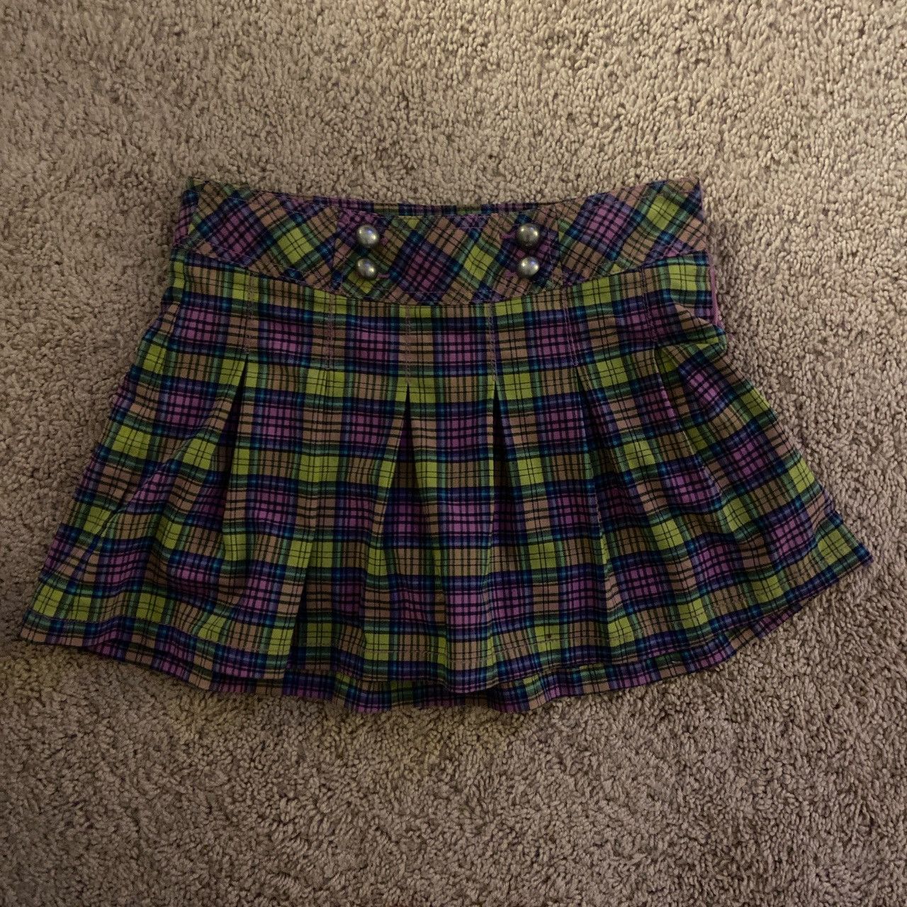 Vintage Plaid schoolgirl mini skirt Size 26" / US 2 / IT 38 - 1 Preview