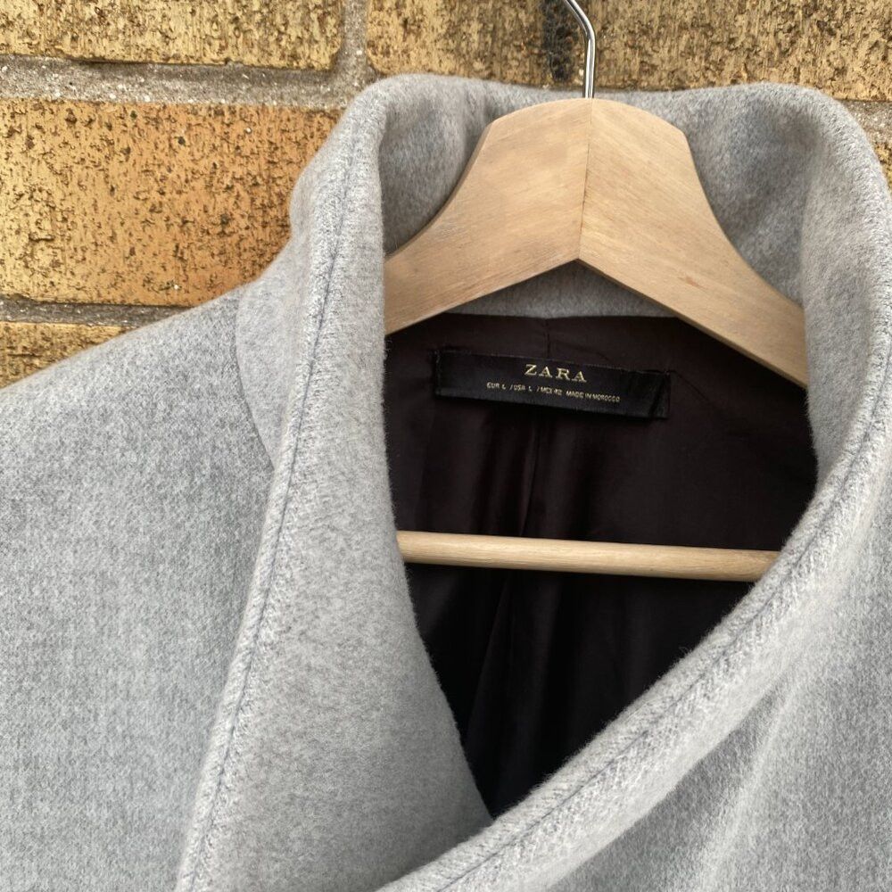 Zara Zara Man Asymmetric Collared Coat Jacket Large Gray Size US L / EU 52-54 / 3 - 7 Thumbnail