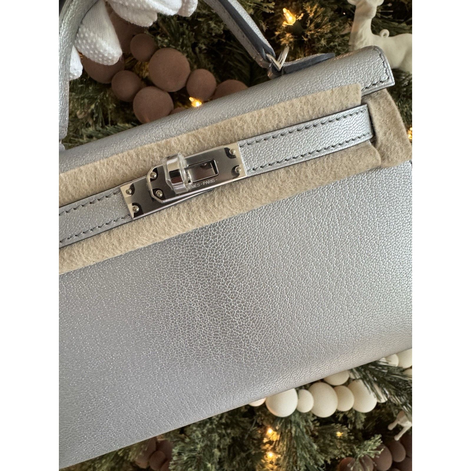 Hermes Mini Kelly 20 Sellier Argent Chevre Chamkilight Palladium Size ONE SIZE - 8 Thumbnail