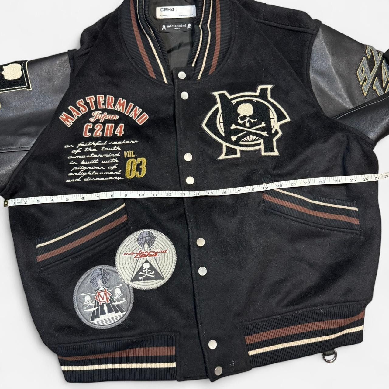 C2H4 × Mastermind Japan C2H4 x Mastermind JAPAN Vol.3 Curvilinear Varsity Jacket Size US XL / EU 56 / 4 - 4 Thumbnail