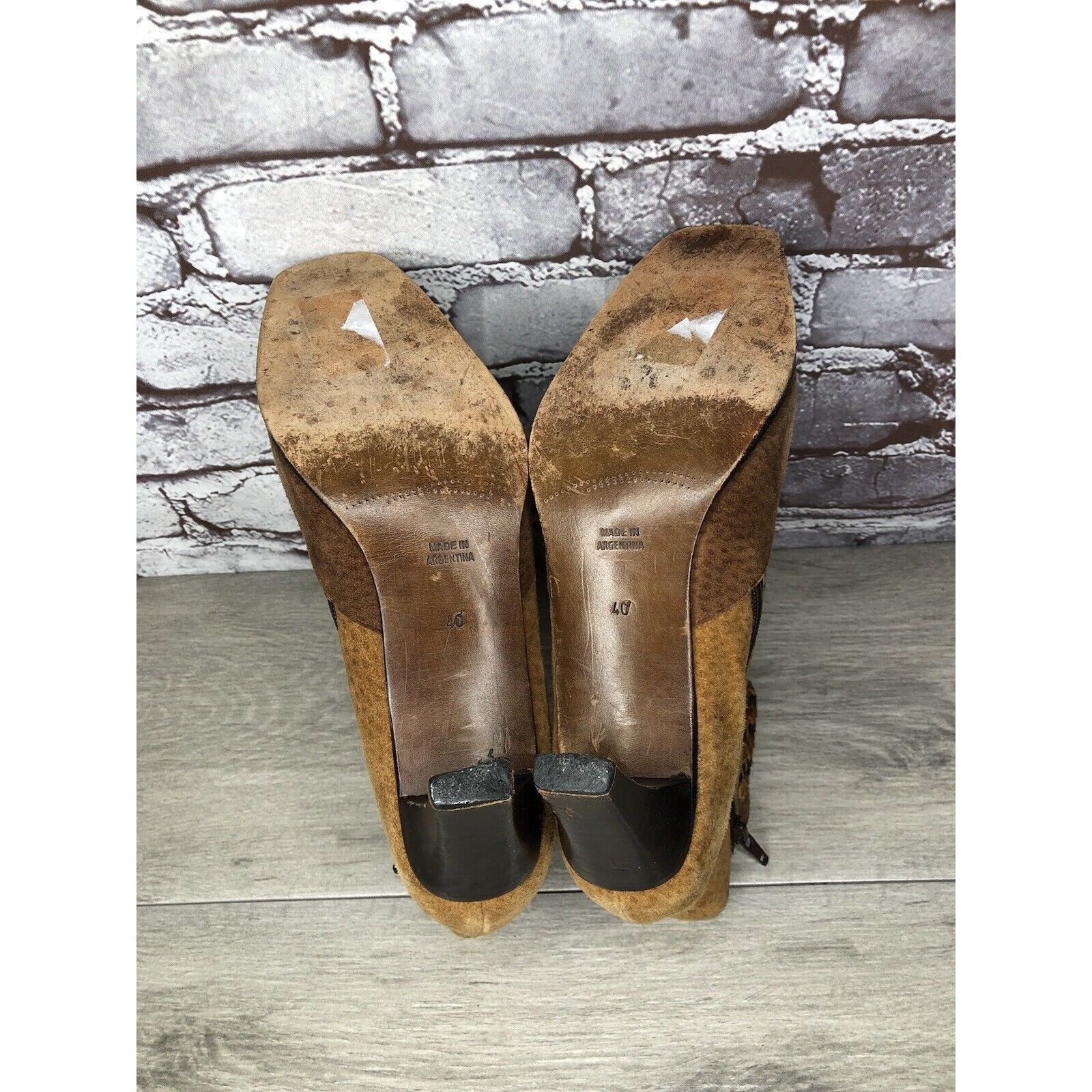 Gianni Chiarini CHIARINI Tan Brown Green Suede Leather Double Sided Zipper H Size US 9.5 / IT 39.5 - 15 Thumbnail