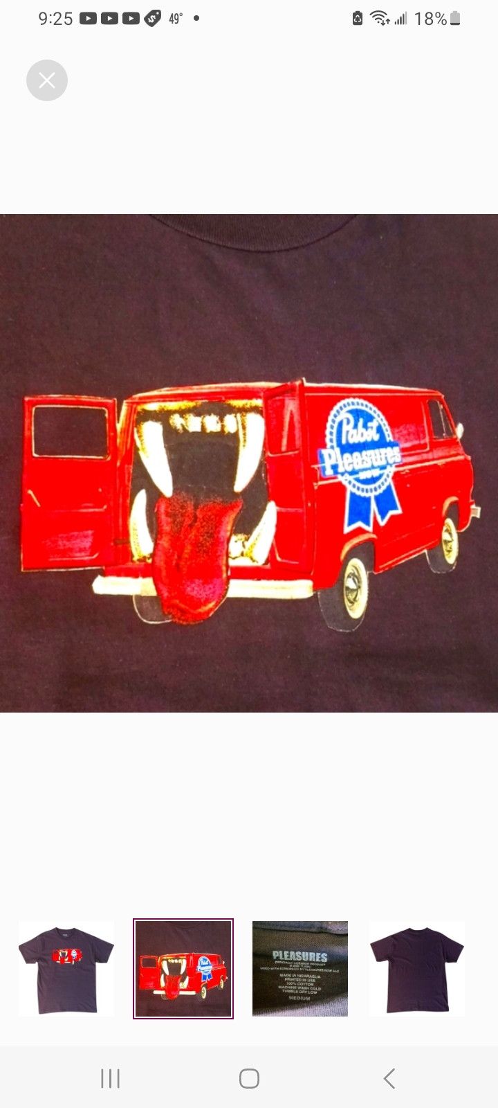 Pabst Blue Ribbon × Pleasures PLEASURES × PABST Beer Van T-Shirt, M, Black. Size US M / EU 48-50 / 2 - 2 Thumbnail