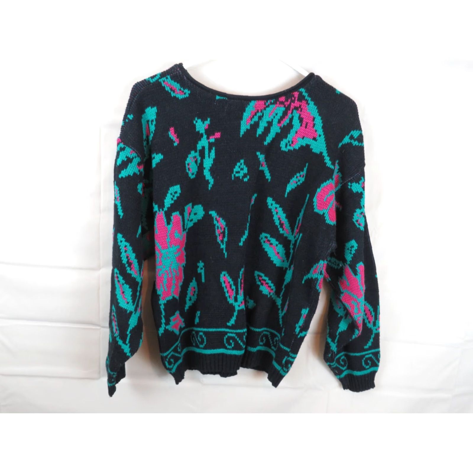 Vintage VINTAGE Bristol Court Sweater Women L Black 80s Knit Pullover Round Neck Long Sleeve Acrylic Cotton Ramie design Size L / US 10 / IT 46 - 5 Thumbnail