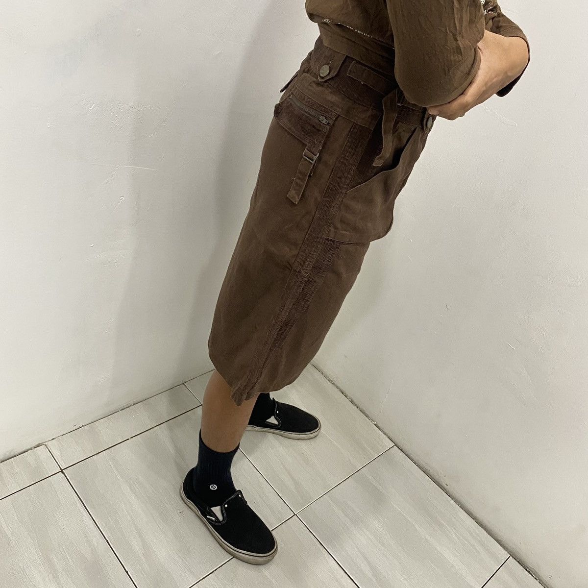 Seditionaries × Vintage Vintage Brown Cargo Midi Skirt Japanese Y2K Grunge Size 38" / US 16 / IT 52 - 6 Thumbnail