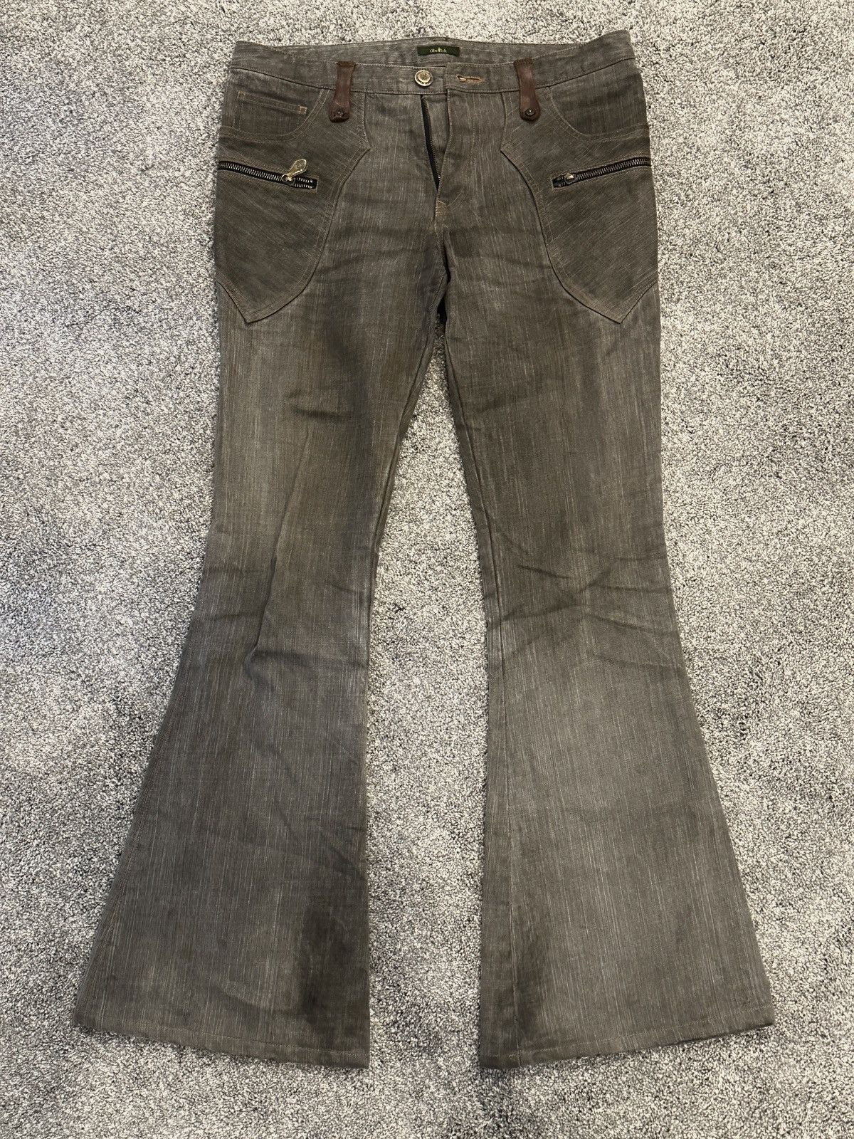 Obelisk Obelisk Y2K Flare Denim Leather patched Size US 33 - 2 Thumbnail