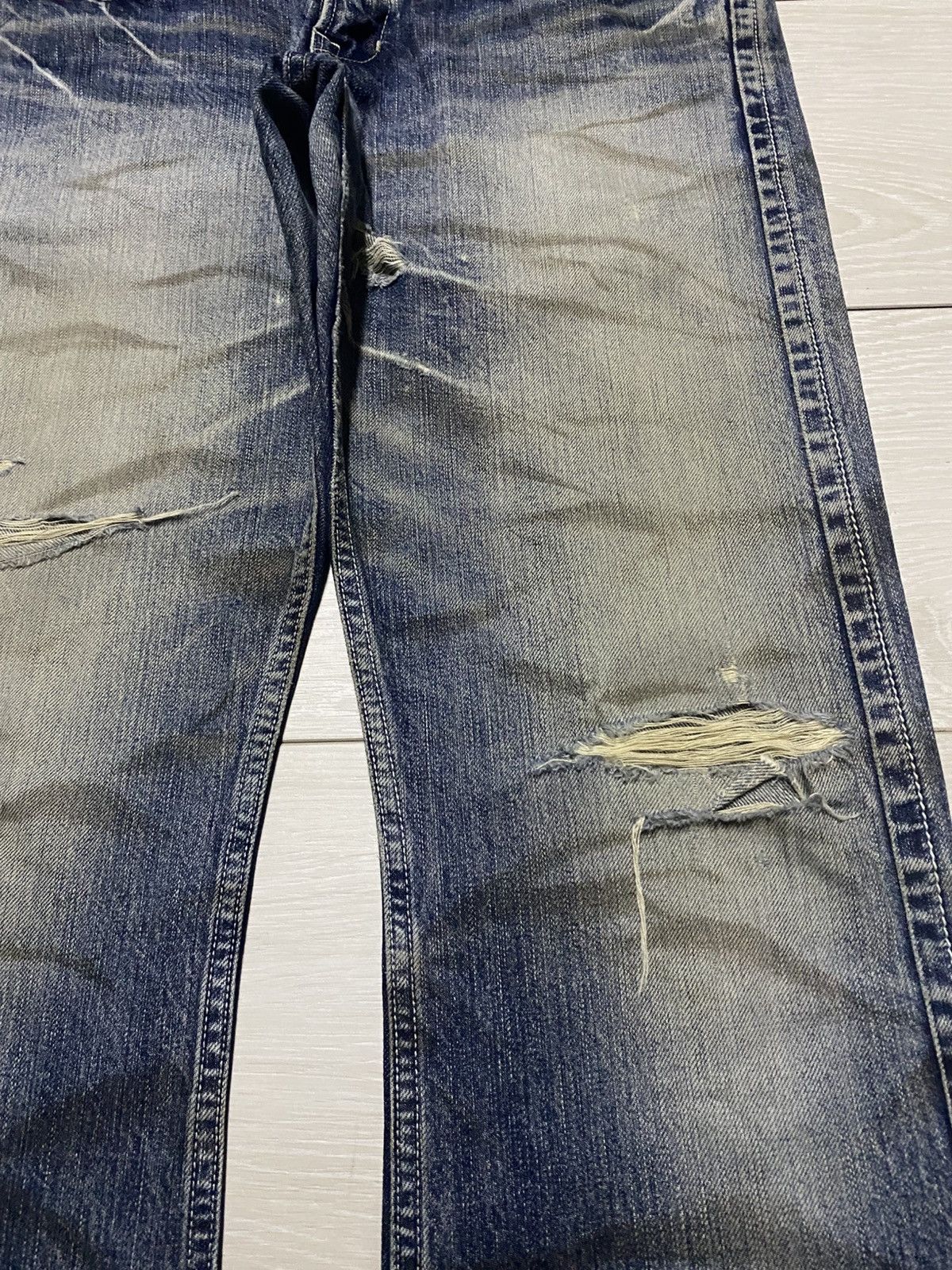 Tornado Mart Vintage BlueWay Garment Jeans Maker Crack Wash Flare Jeans Size US 33 - 8 Thumbnail