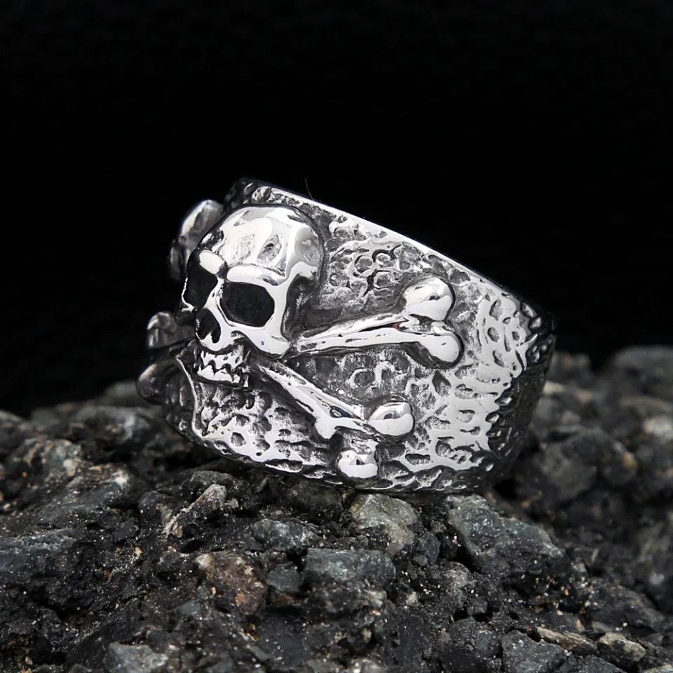Jewelry Crossbones Pirate Skull Ring Size ONE SIZE - 4 Thumbnail