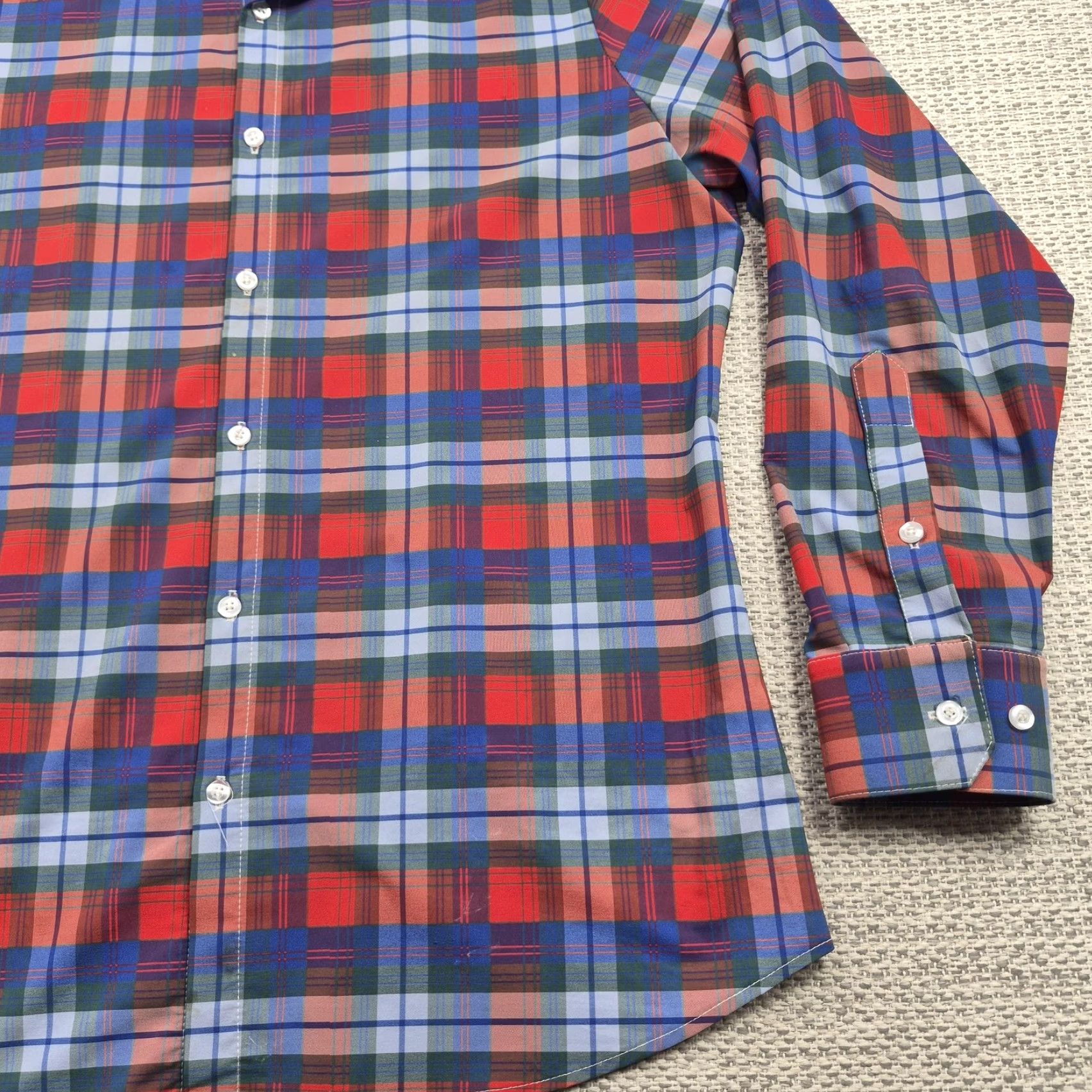 Mizzen+Main Mizzen+Main Button Up Shirt Mens XL Red Plaid Long Sleeve Trim Fit Stretch Shirt Size US XL / EU 56 / 4 - 2 Thumbnail