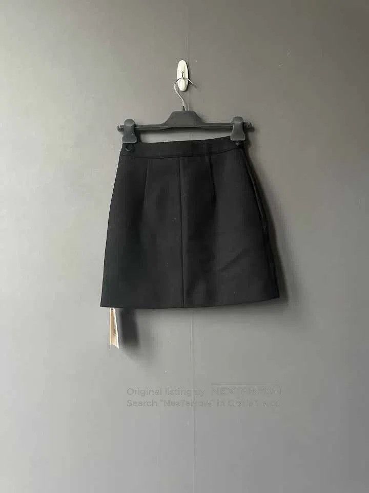 Other CELINE Black Wool Skirt with Triomphe Gold-Button Detail| Size 33" - 2 Thumbnail