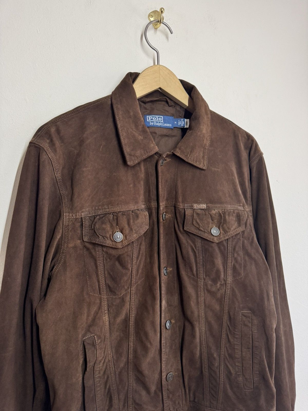 Polo Ralph Lauren Polo Ralph Lauren Goat Suede Trucker Jacket Tobacco Brown Size US M / EU 48-50 / 2 - 2 Thumbnail