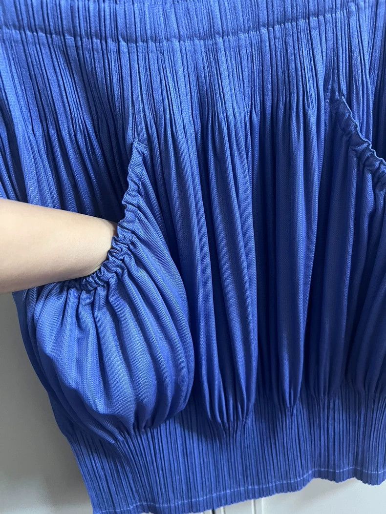 Issey Miyake Issey Miyake size:3 Blue pleated cream puff skirt Size 23" - 3 Thumbnail