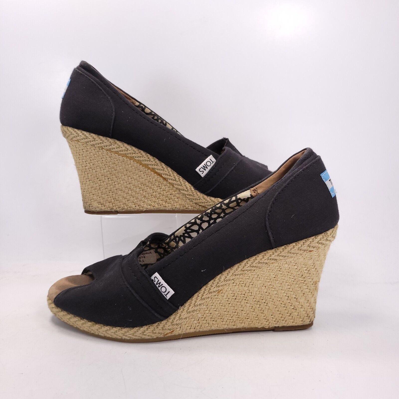 Toms Toms Casual Wedge Heel Sandal Womens Size 8.5 Black Beige Size US 8.5 / IT 38.5 - 5 Thumbnail