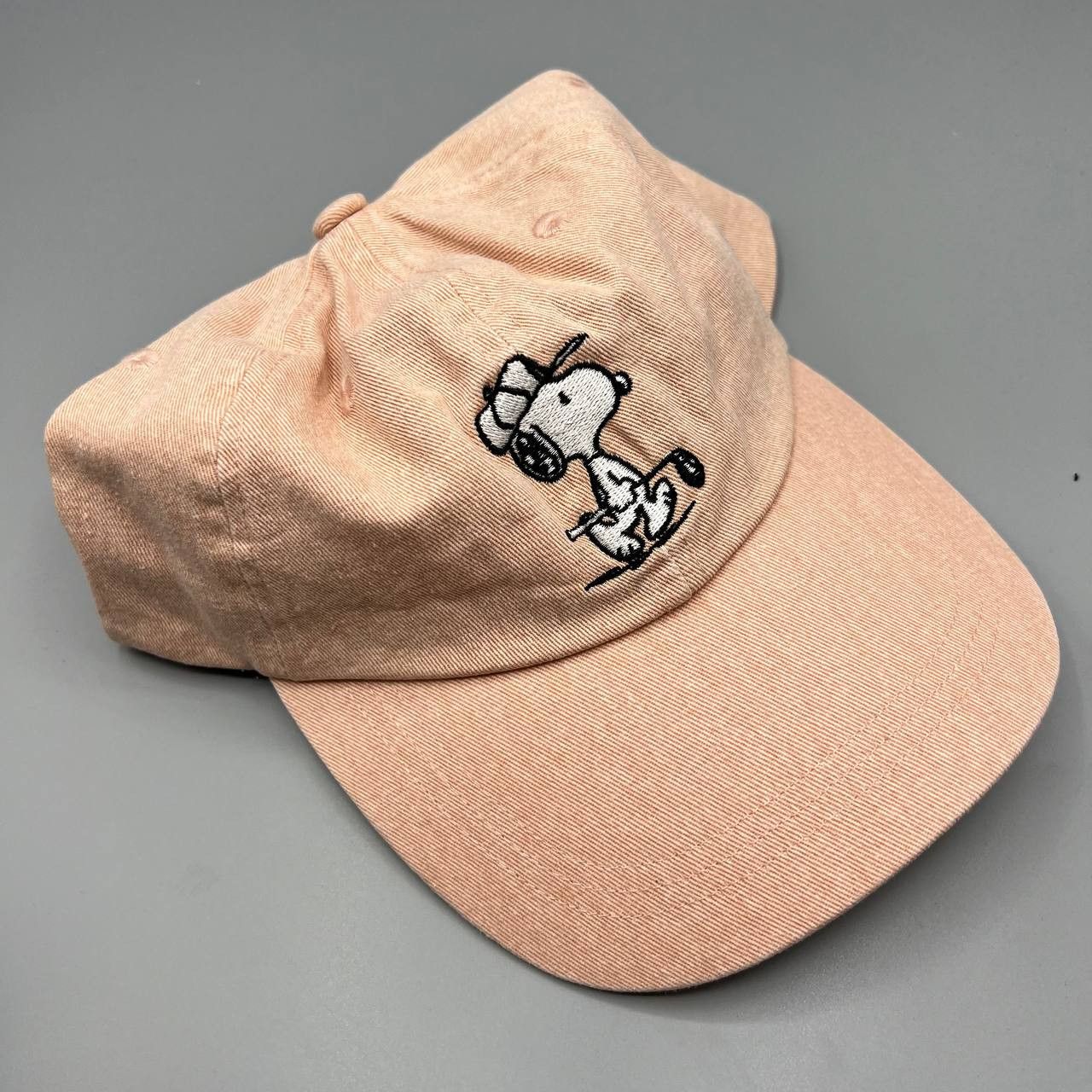 Peanuts Snoopy Hat Men Peach Golf Peanuts Washed Strap Back Cap New Size ONE SIZE - 5 Thumbnail
