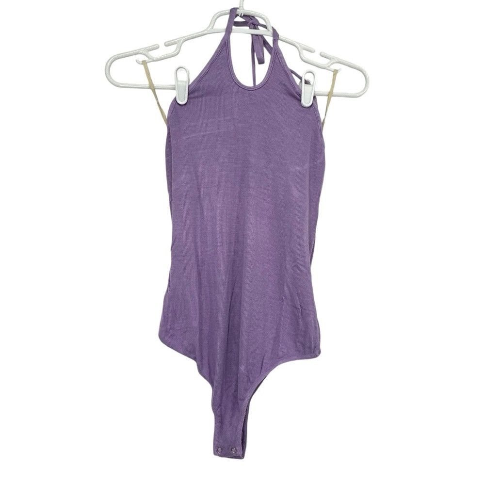 Enza Costa ENZA COSTA KEYHOLE HALTER BODYSUIT IN DARK LAVENDER Size L / US 10 / IT 46 - 2 Thumbnail