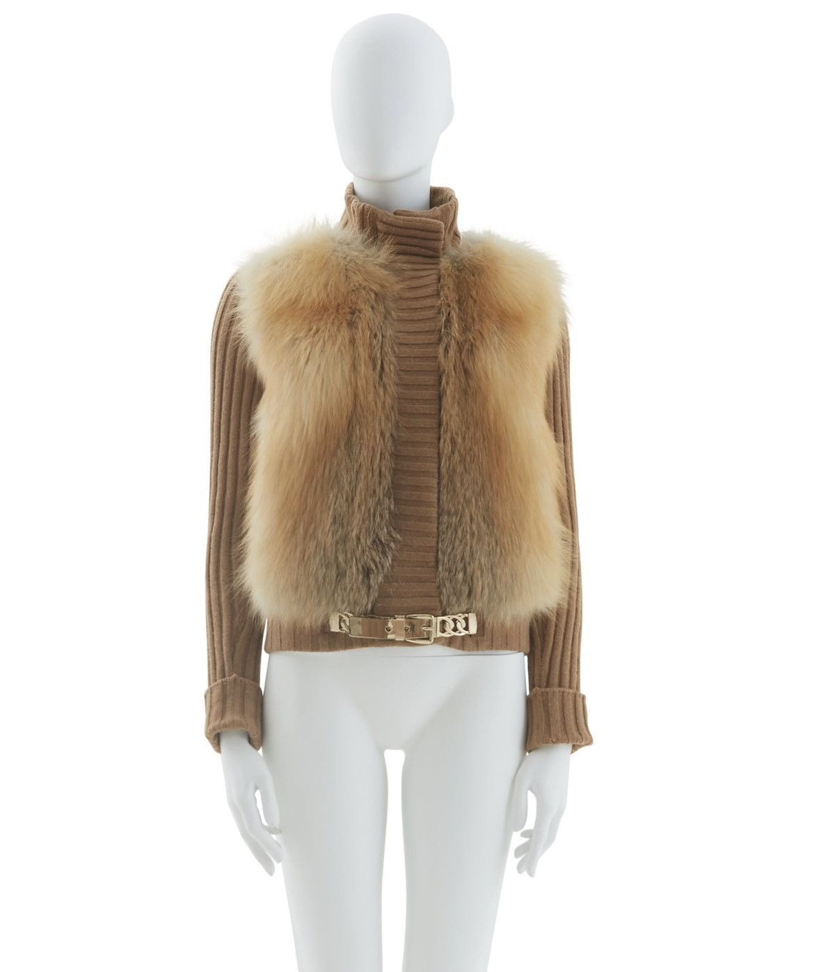GUCCI FW2010 Fox Fur Cardigan Jacket Camel Frida Giannini