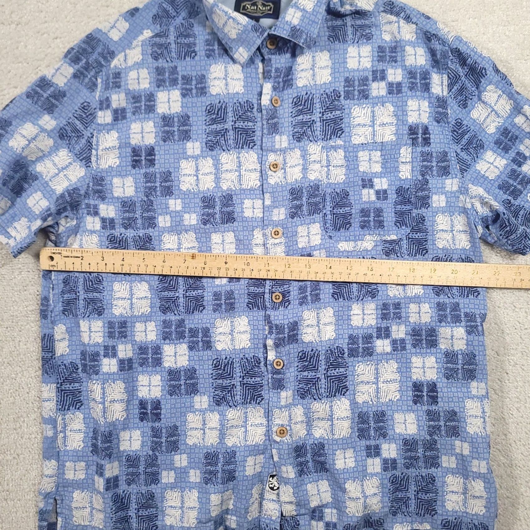 Nat Nast Nat Nast Silk Camp Shirt Mens L Blue Geometric Hawaiian Size US L / EU 52-54 / 3 - 3 Thumbnail