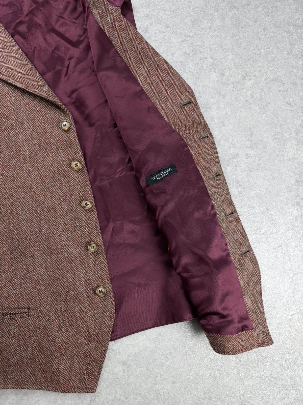 Other Tessitore Napoli Mens Wool Herringbone Vest Burgundy Size 42R - 7 Thumbnail
