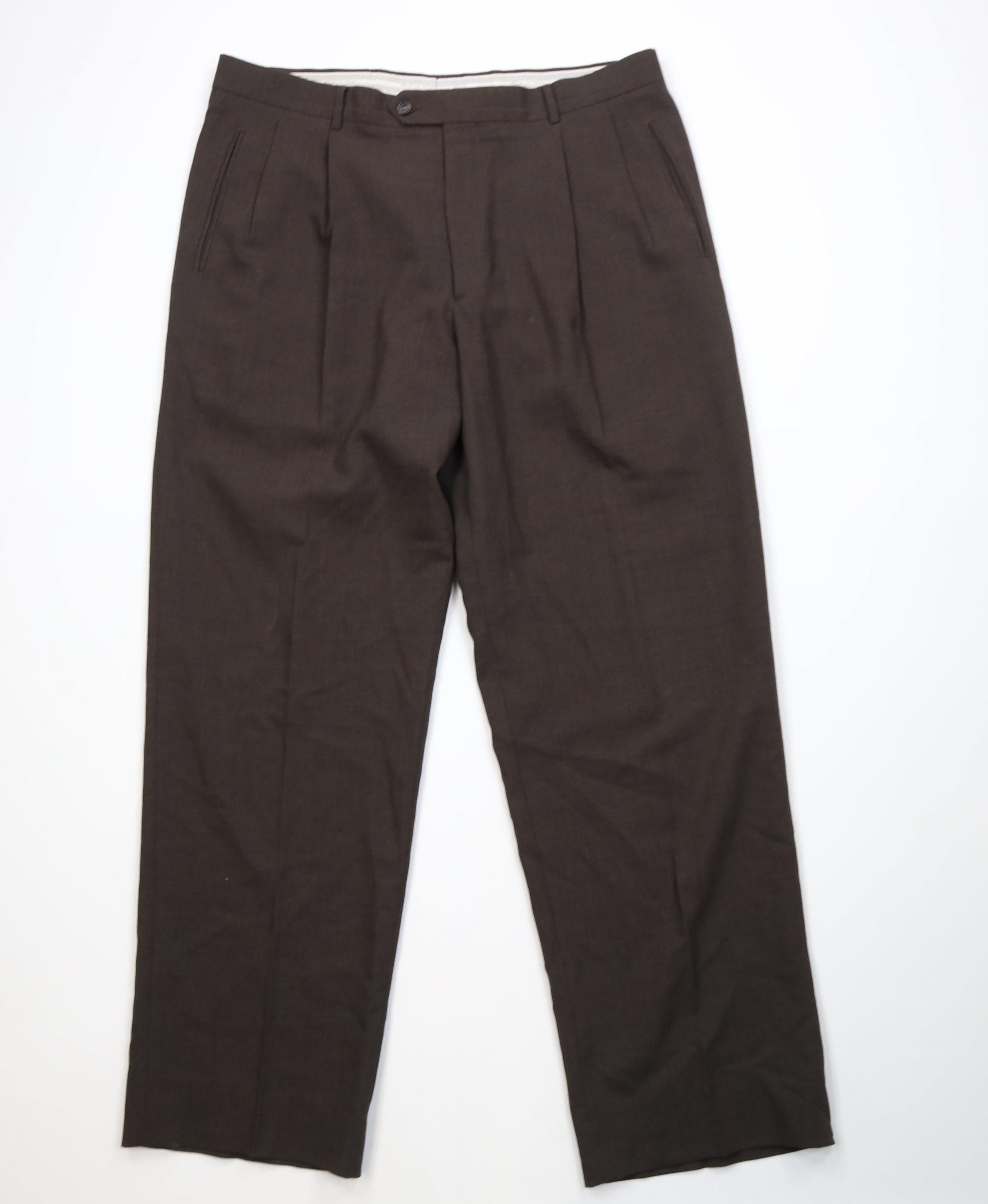 Vintage Vintage 90s Streetwear Pleated Wide Leg Chino Pants Brown Size US 38 / EU 54 - 1 Thumbnail