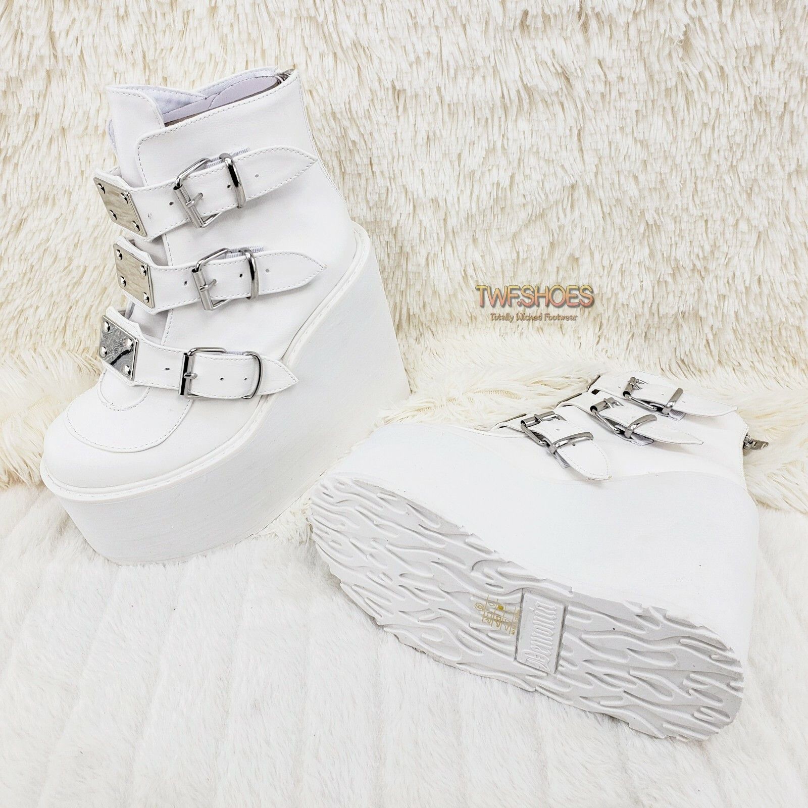 Demonia Cult DEMONIA Swing 105 White Matte Ankle Boot 5.5" Platform NY (U Size US 8 / IT 38 - 3 Thumbnail