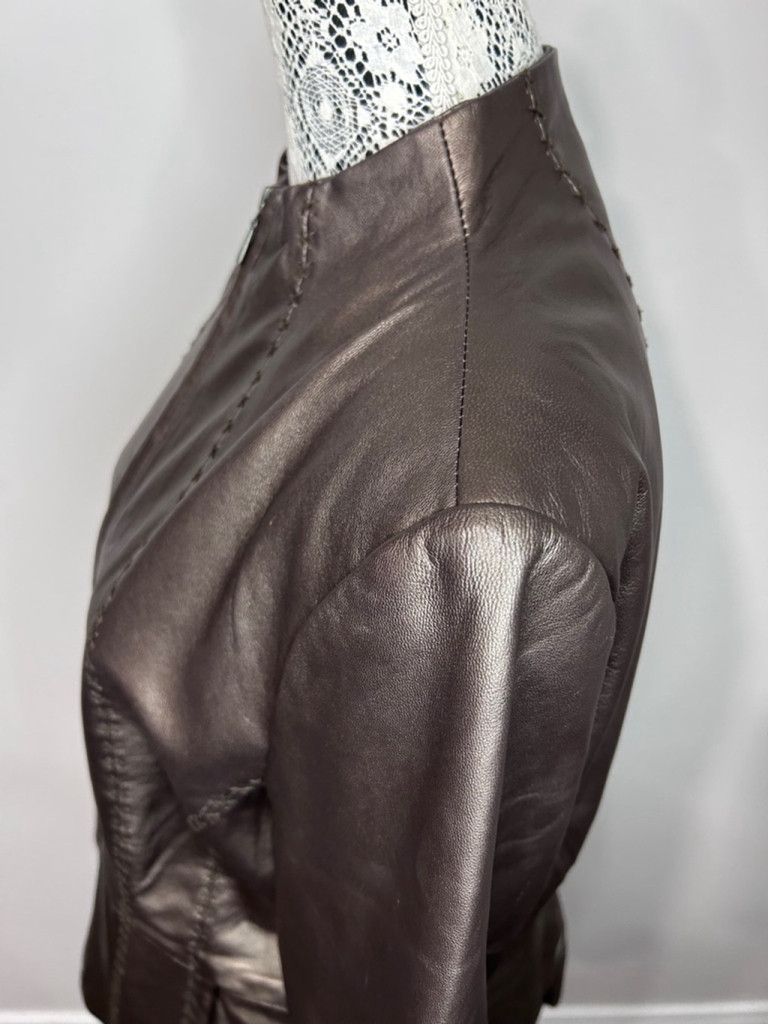 Coldwater Creek Leather Coldwater Creek Jacket, Size L, Gunmetal Size L / US 10 / IT 46 - 4 Thumbnail