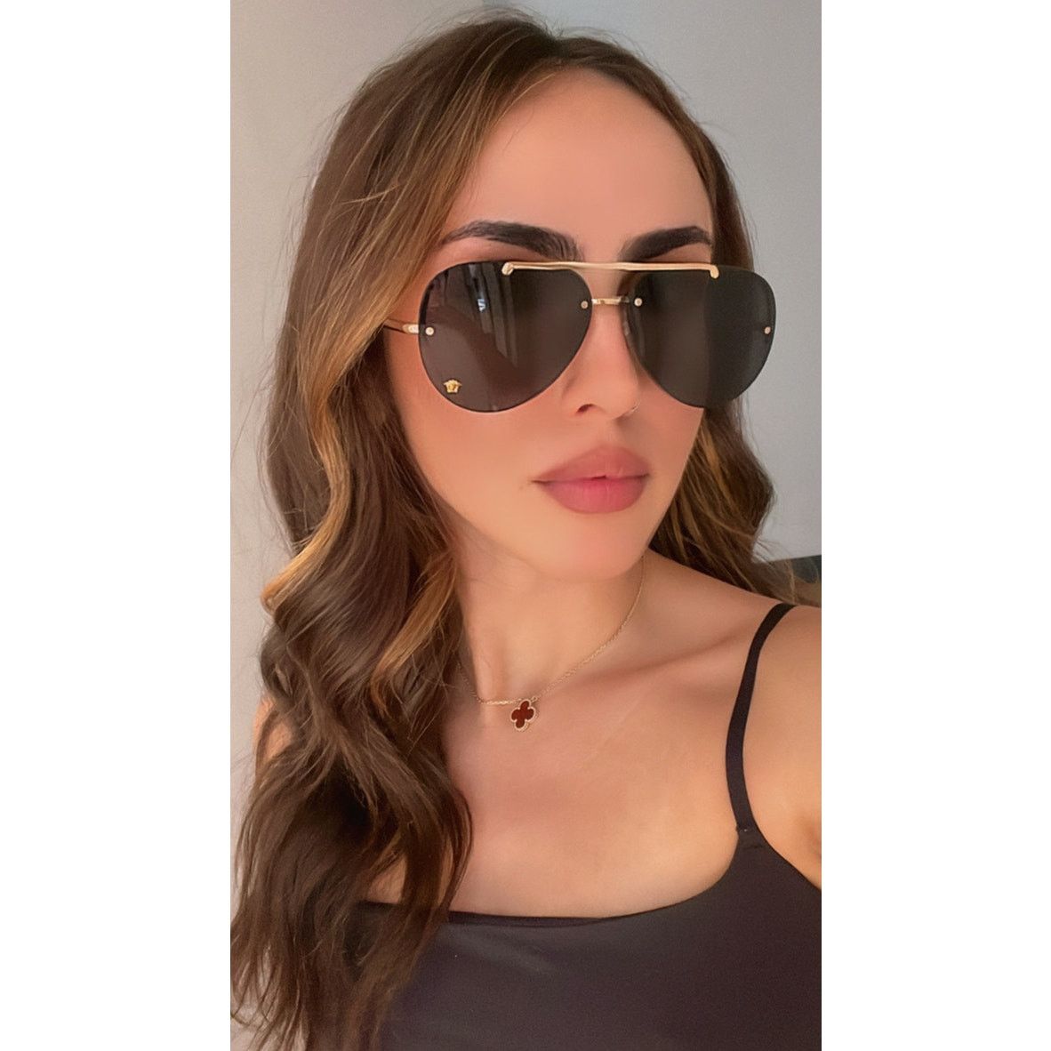Versace NEW Versace VE2231 Black Medusa Rimless Aviator Sunglasses Size ONE SIZE - 2 Thumbnail