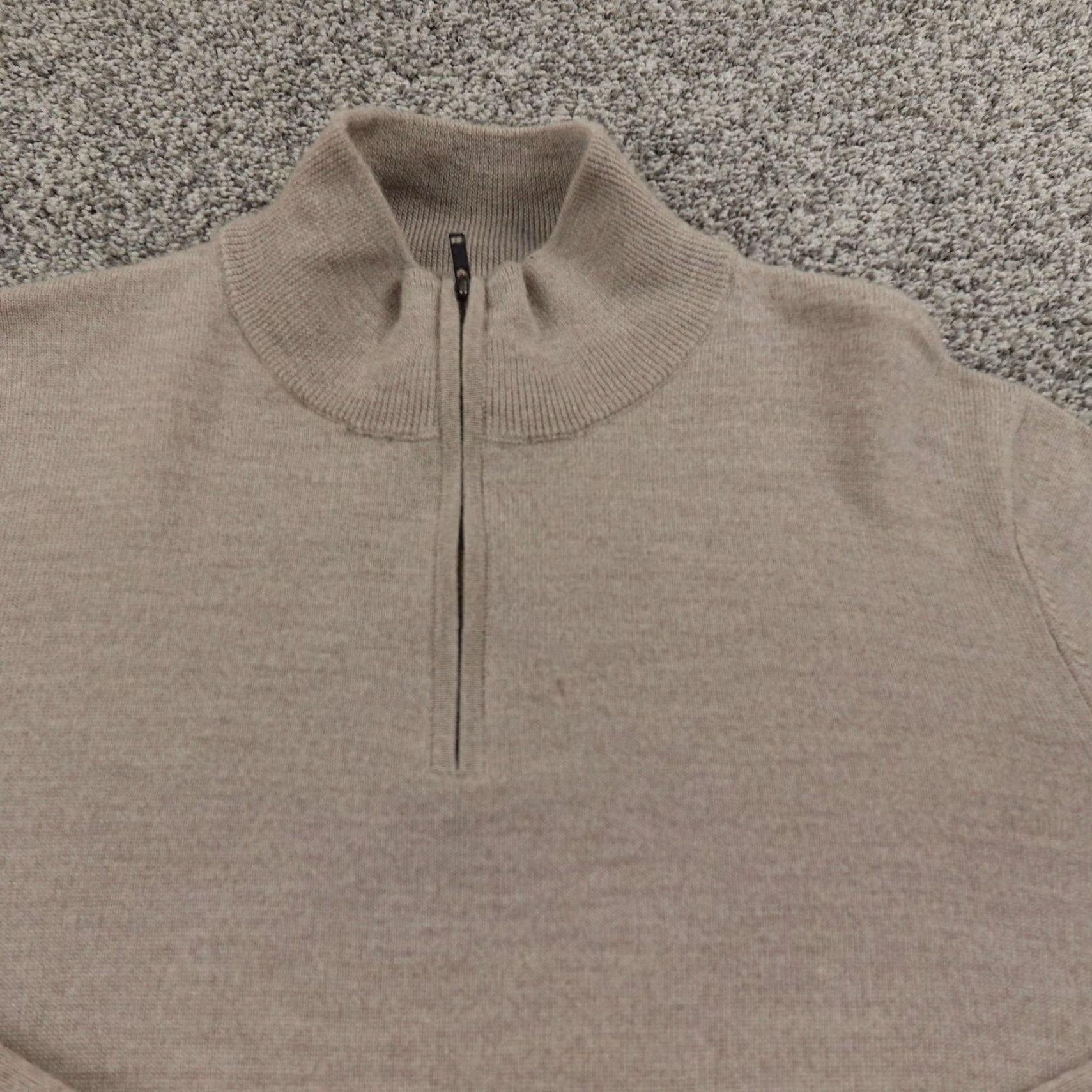 Christian Lacroix Christian Lacroix Sweater Mens L Beige Merino Wool 1/4 Zip Mock Neck Knit Pullover Long Sleeve Regular Fit Knitwear Casual Business Size US L / EU 52-54 / 3 - 3 Thumbnail