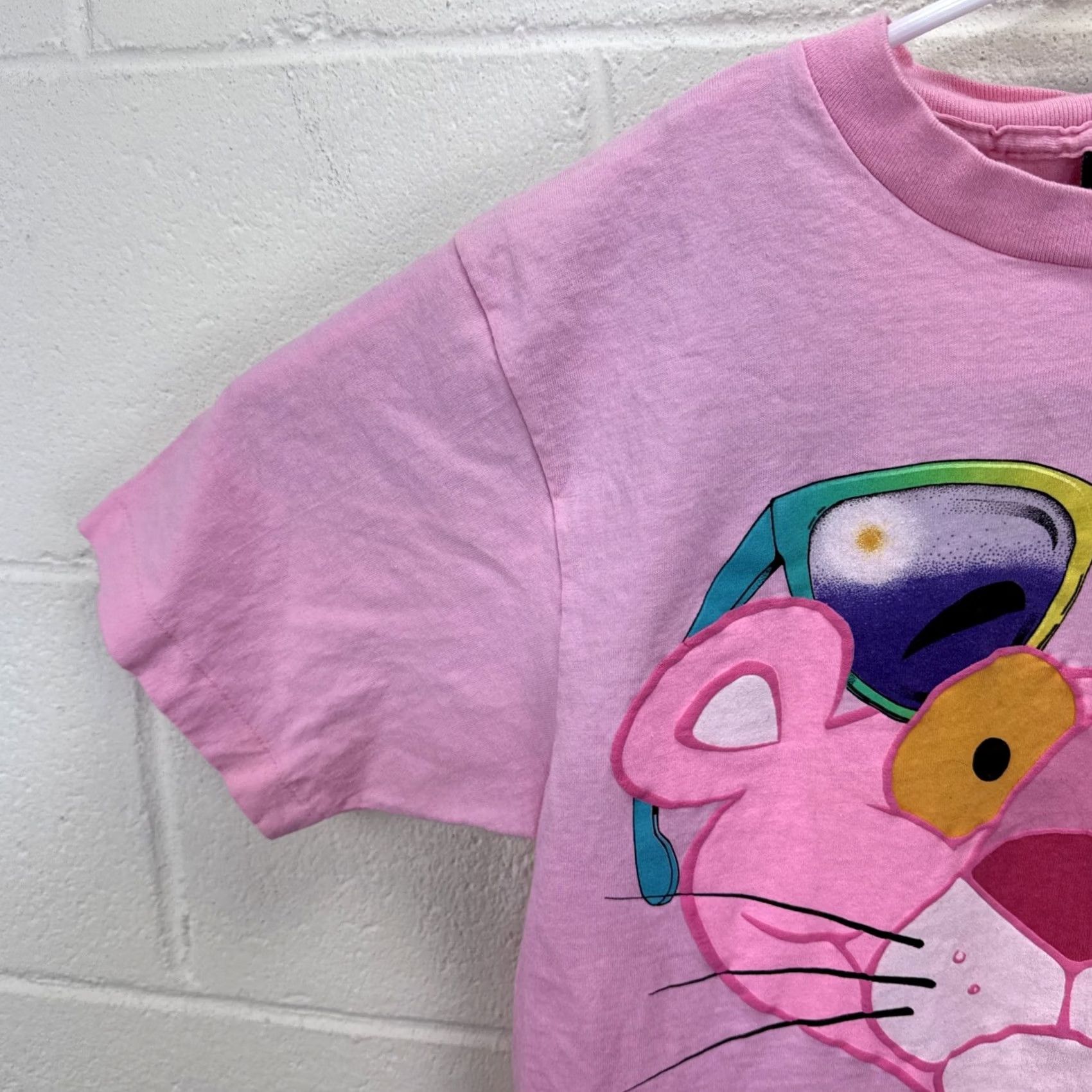 Anvil VINTAGE Pink Panther T Shirt 80s 1988 Anvil Knit Cotton Crew Neck Short Sleeve Large Pink Unisex Adults Size US L / EU 52-54 / 3 - 6 Thumbnail