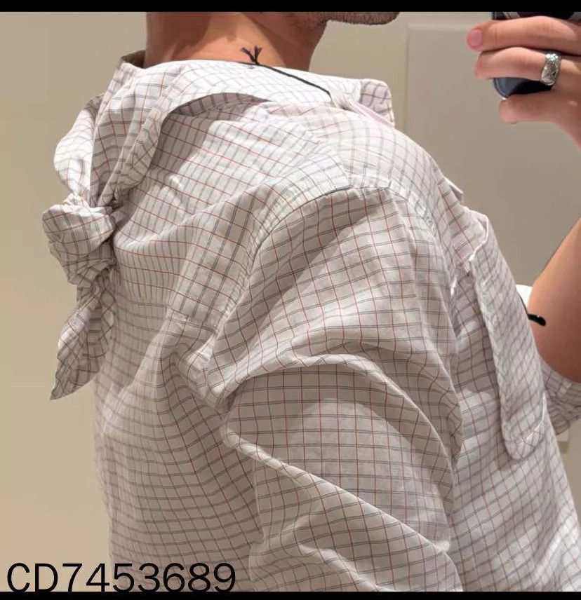 Bottega Veneta BOTTEGA VENETA white micro check neck French knot shirt Size M / US 6-8 / IT 42-44 - 5 Thumbnail