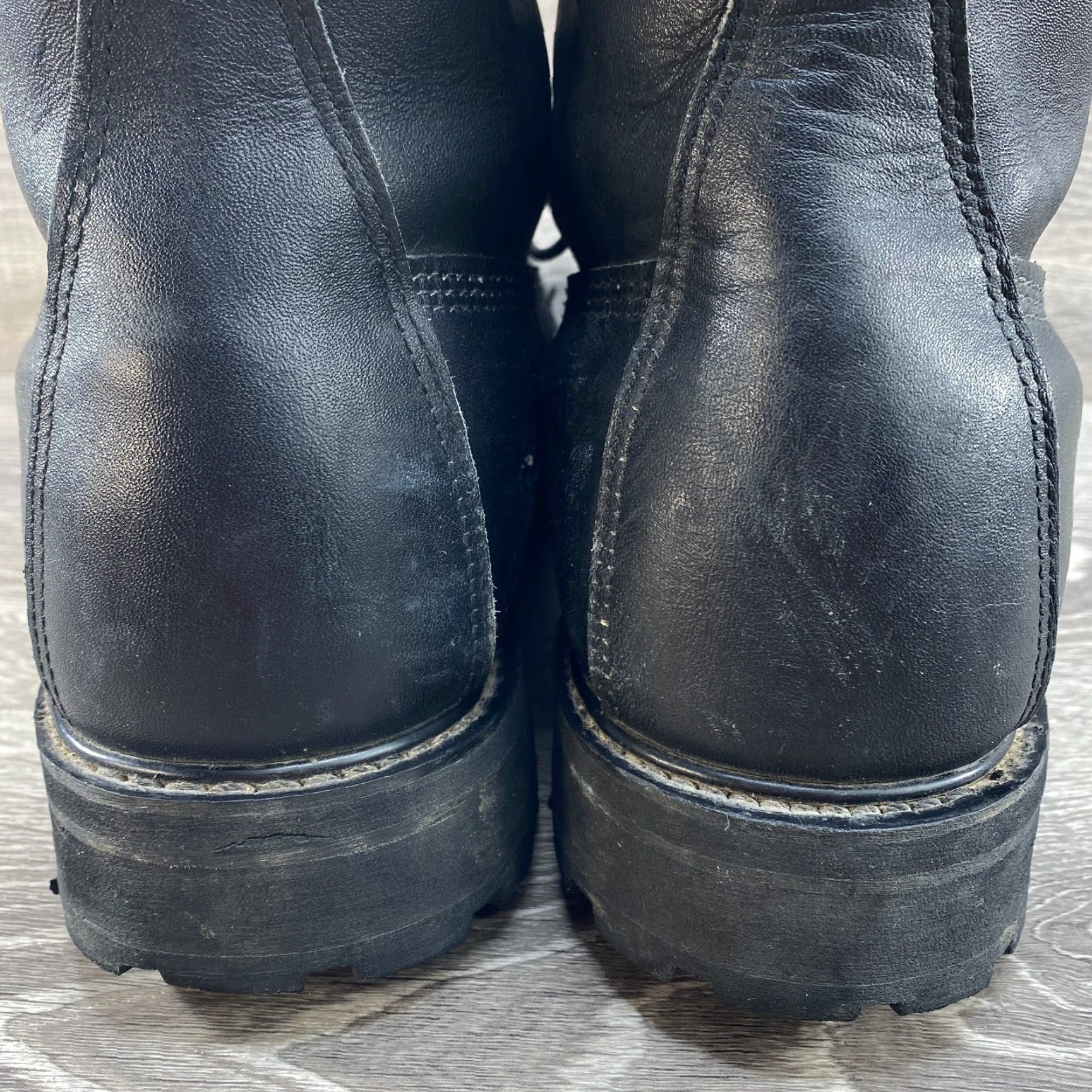Vintage Military Combat Black Leather Lace Up Round Toe Boots Mens Size 9 W Vibram Sole Size US 9 / EU 42 - 7 Thumbnail