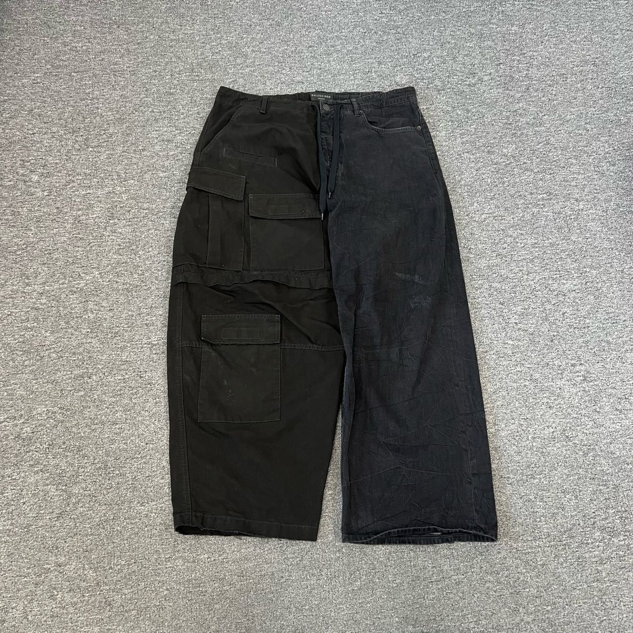 Balenciaga Balenciaga 24 New Denim Paneled Drawstring Cargo Overalls p Size US 28 / EU 44 - 1 Thumbnail