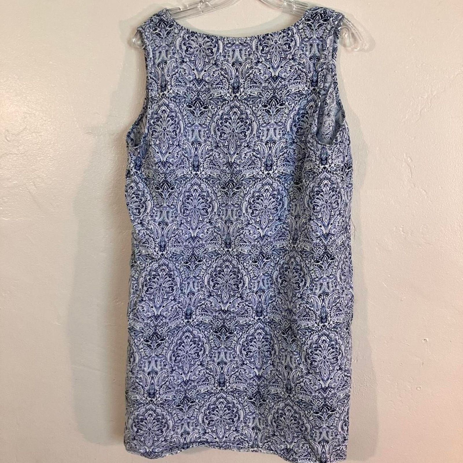 J. Jill J. Jill Love Linen White Paisley Sleeveless Dress Size L / US 10 / IT 46 - 4 Thumbnail