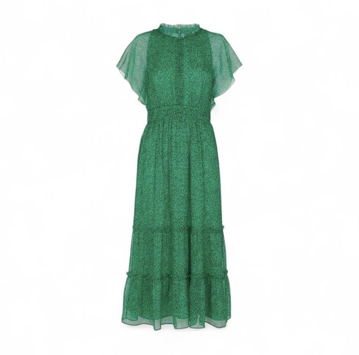 Whistles Whistles Green Sketched Floral Frill tiered Dress 4 Size S / US 4 / IT 40 - 1 Thumbnail