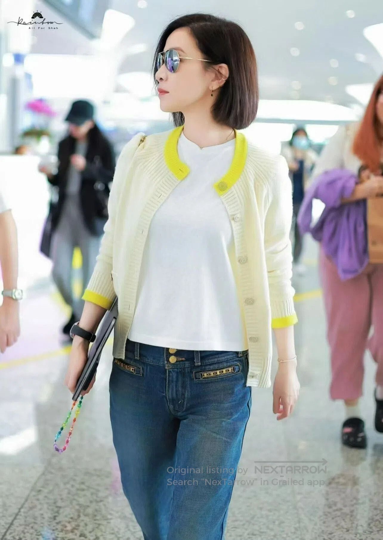 Chanel Chanel Cardigan Sweater with Yellow Trim. Size XS / US 0-2 / IT 36-38 - 7 Thumbnail