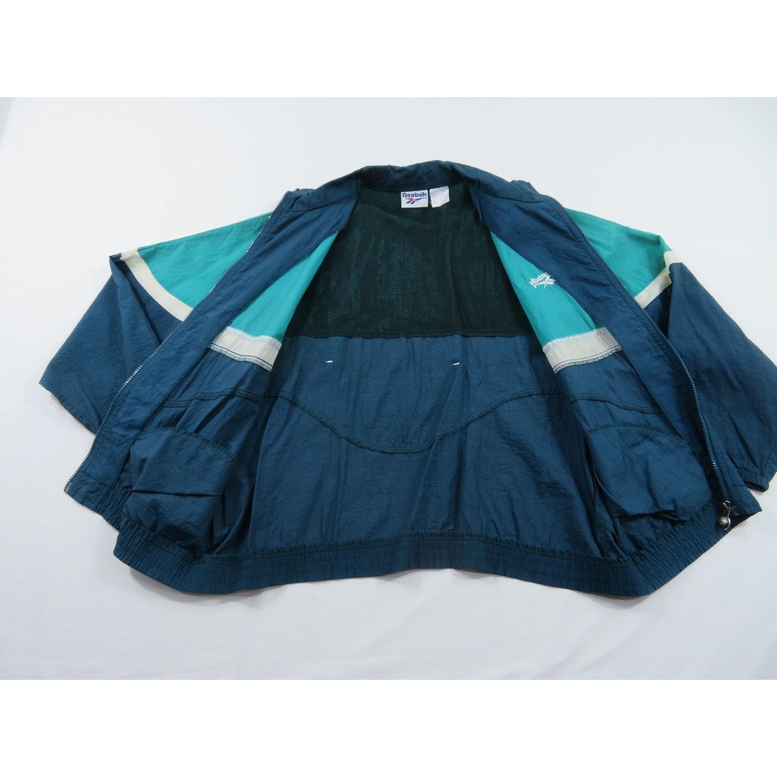 Reebok Reebok Windbreaker Blue Green White zip up Jacket Sz L 1990s Size US L / EU 52-54 / 3 - 3 Thumbnail