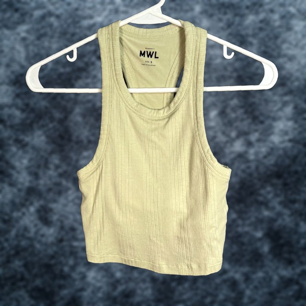 Madewell Madewell Womens Small Ribbed Racerback Tank Top S Beige Cropped Tank Shirt Summer Size S / US 4 / IT 40 - 1 Thumbnail
