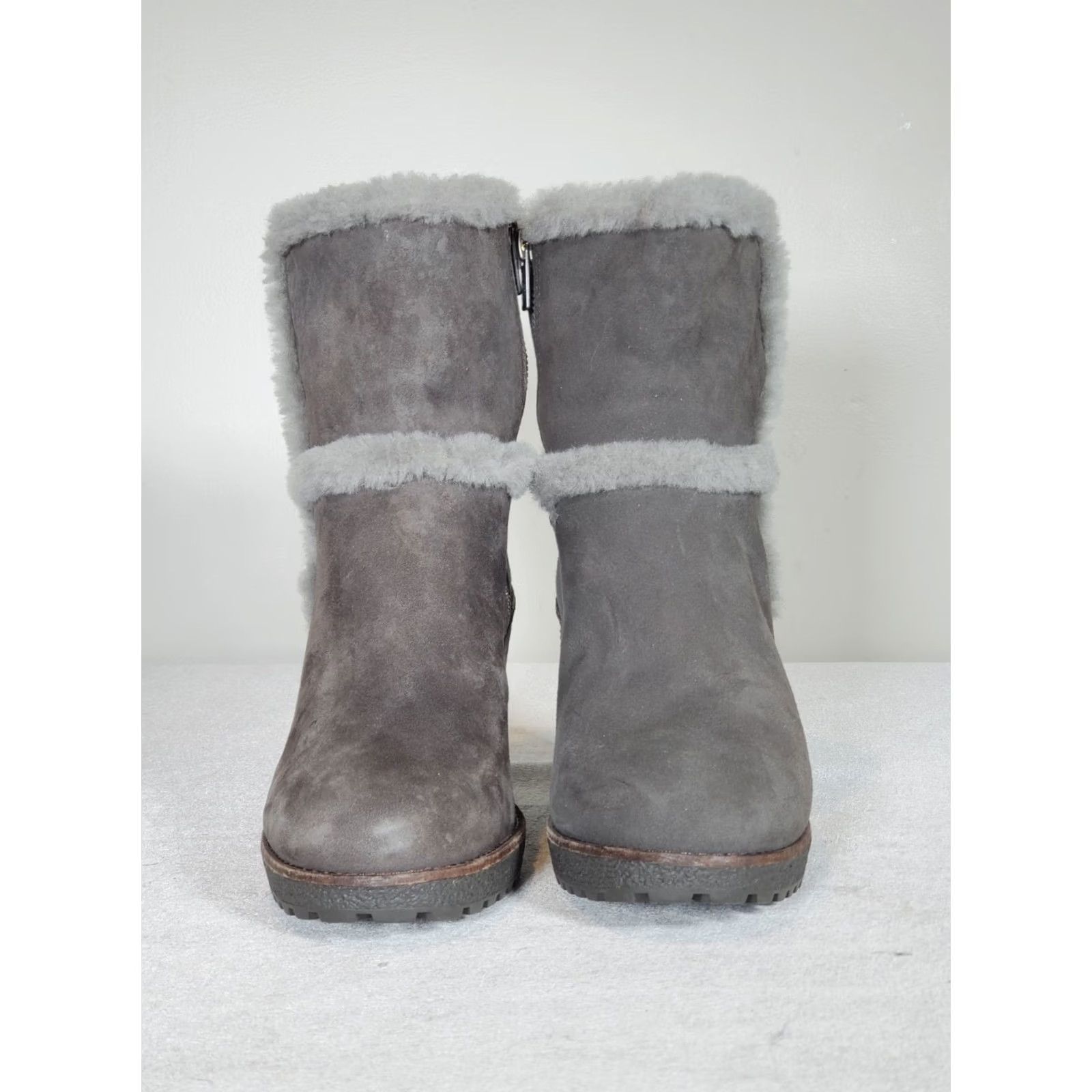 Frye FRYE Jen Shearling Short Booties Smoke Suede 76350 High Heeled Zip Women's US 8 M Size 30" / US 8 / IT 44 - 6 Thumbnail