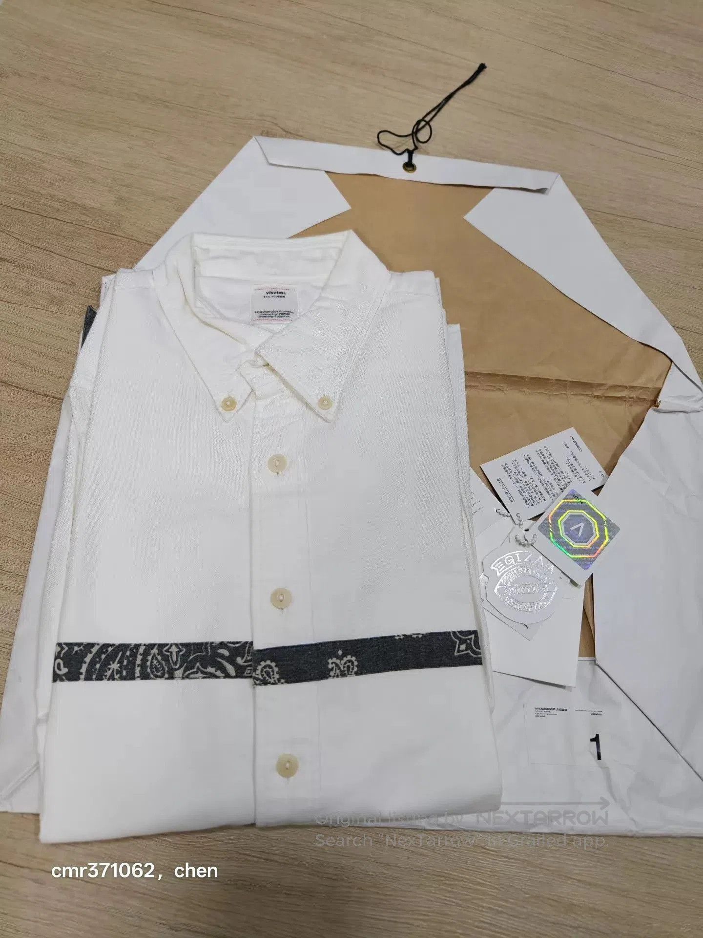 Visvim White Long Sleeve Button-Up Shirt with Bandana Detail. Size US S / EU 44-46 / 1 - 9 Thumbnail