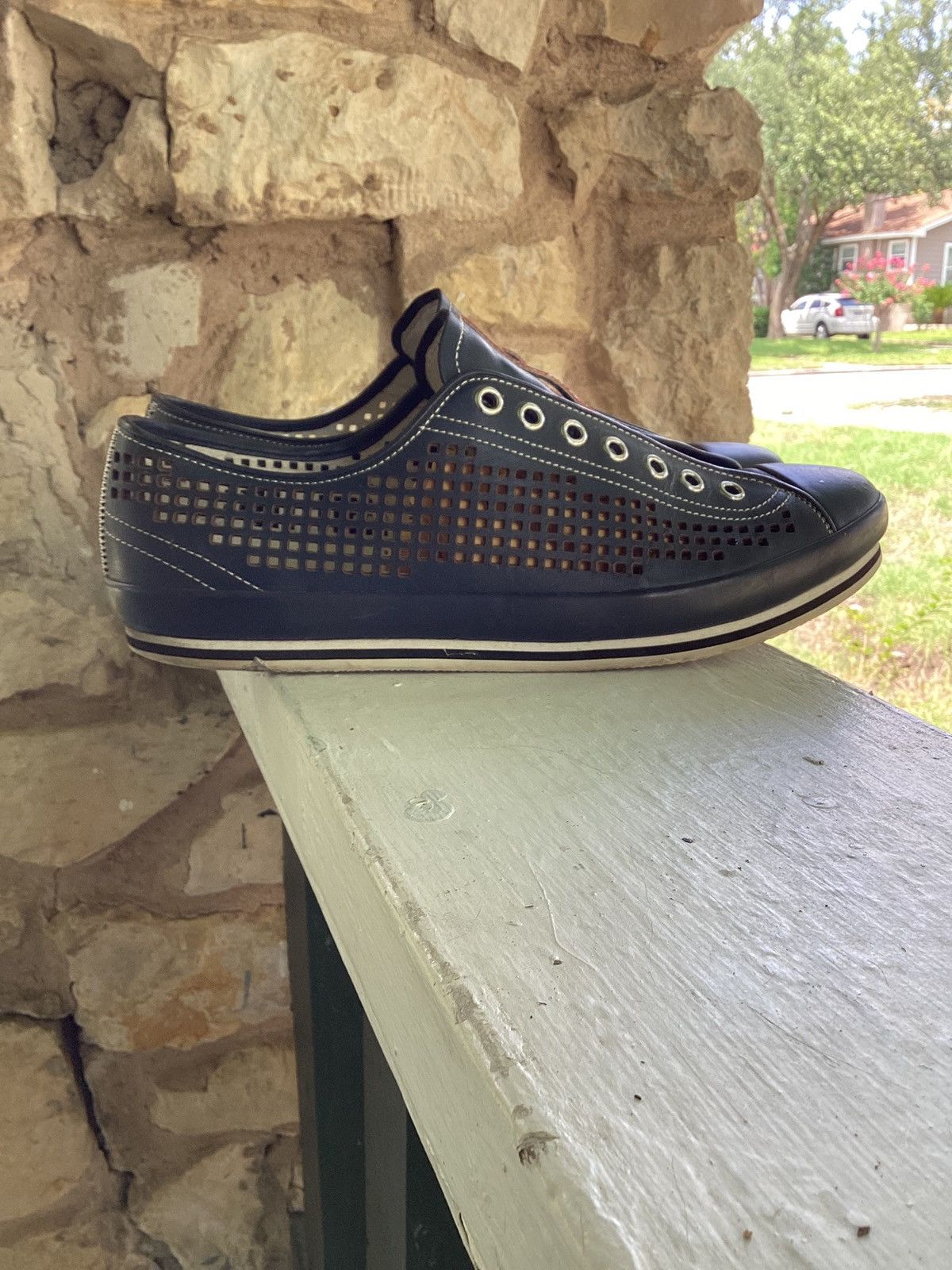 Prada Prada perforated leather sneakers Size US 9.5 / EU 42-43 - 3 Thumbnail