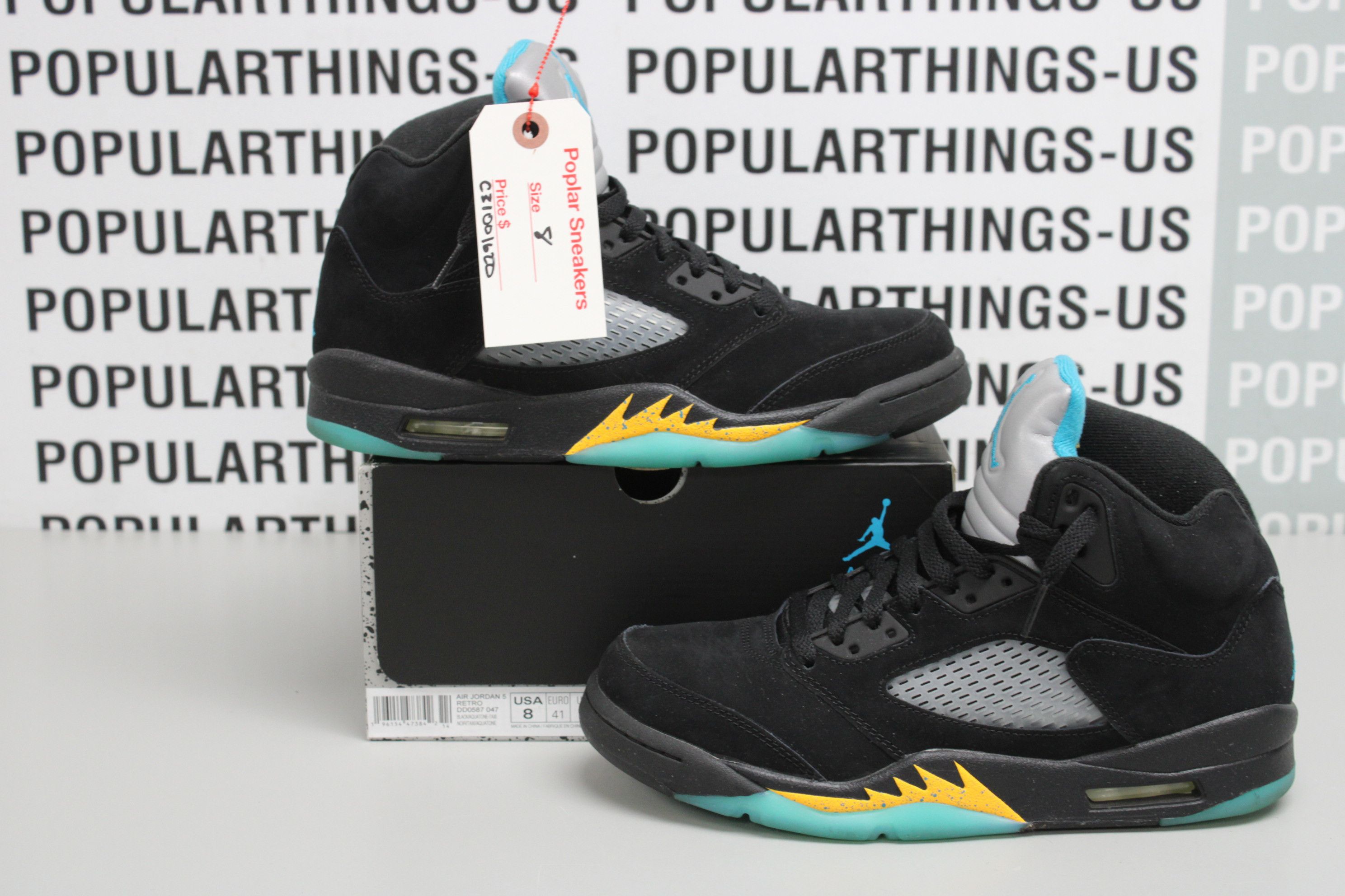 image of Air Jordan 5 Retro Aqua Size 8 Shoes in Black, Men's