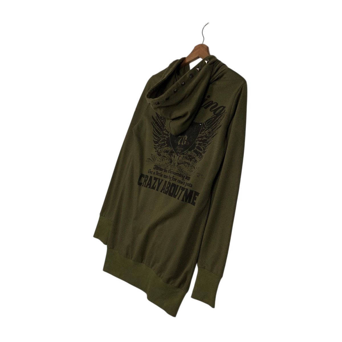 Japanese Brand Culture Wide Olive Punk Stud Hooded Sweatshirt Size US M / EU 48-50 / 2 - 12 Thumbnail