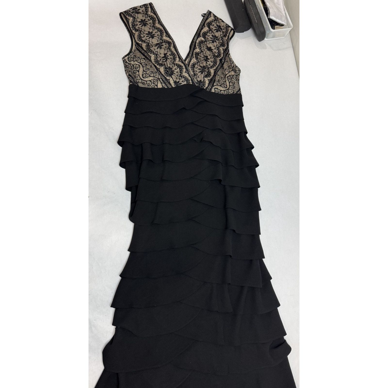 Other Vintage Lace Tiered Gown Jessica Howard Black Formal 12 Size XL / US 12-14 / IT 48-50 - 7 Thumbnail