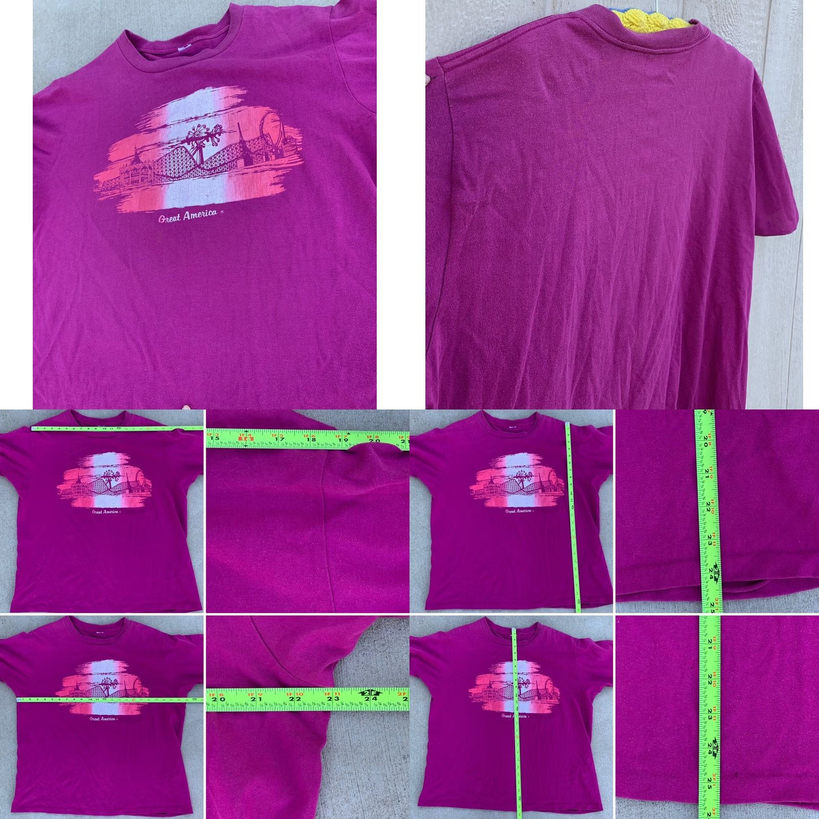 Greats VINTAGE Great America T-Shirt graphic Single Stitch XL Sailor Pink Cotton Blend Unisex Adults 80s 90s Retro Mens Womens Size US XL / EU 56 / 4 - 8 Thumbnail