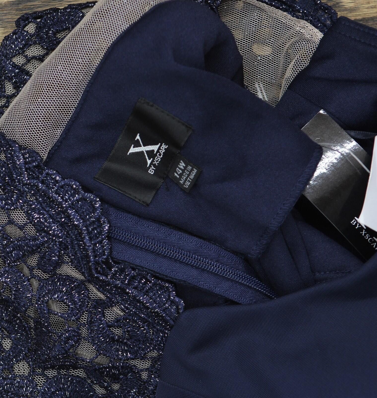 Other X By Xscape Plus Ruched Lace Gown Dress Xc121w Navy Blue 14w Size XL / US 12-14 / IT 48-50 - 4 Thumbnail