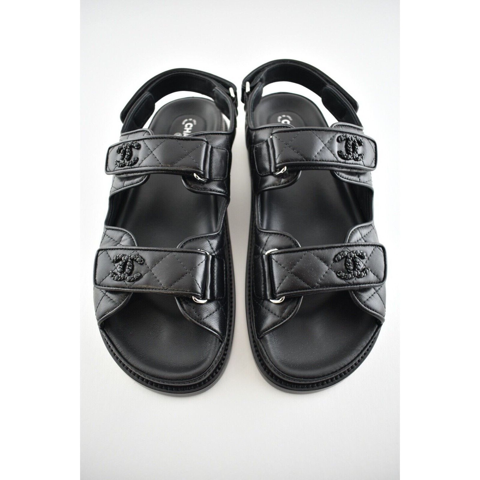 Chanel Chanel Black Leather Quilted Chain CC Logo Mule Slide Size US 11 / IT 41 - 7 Thumbnail