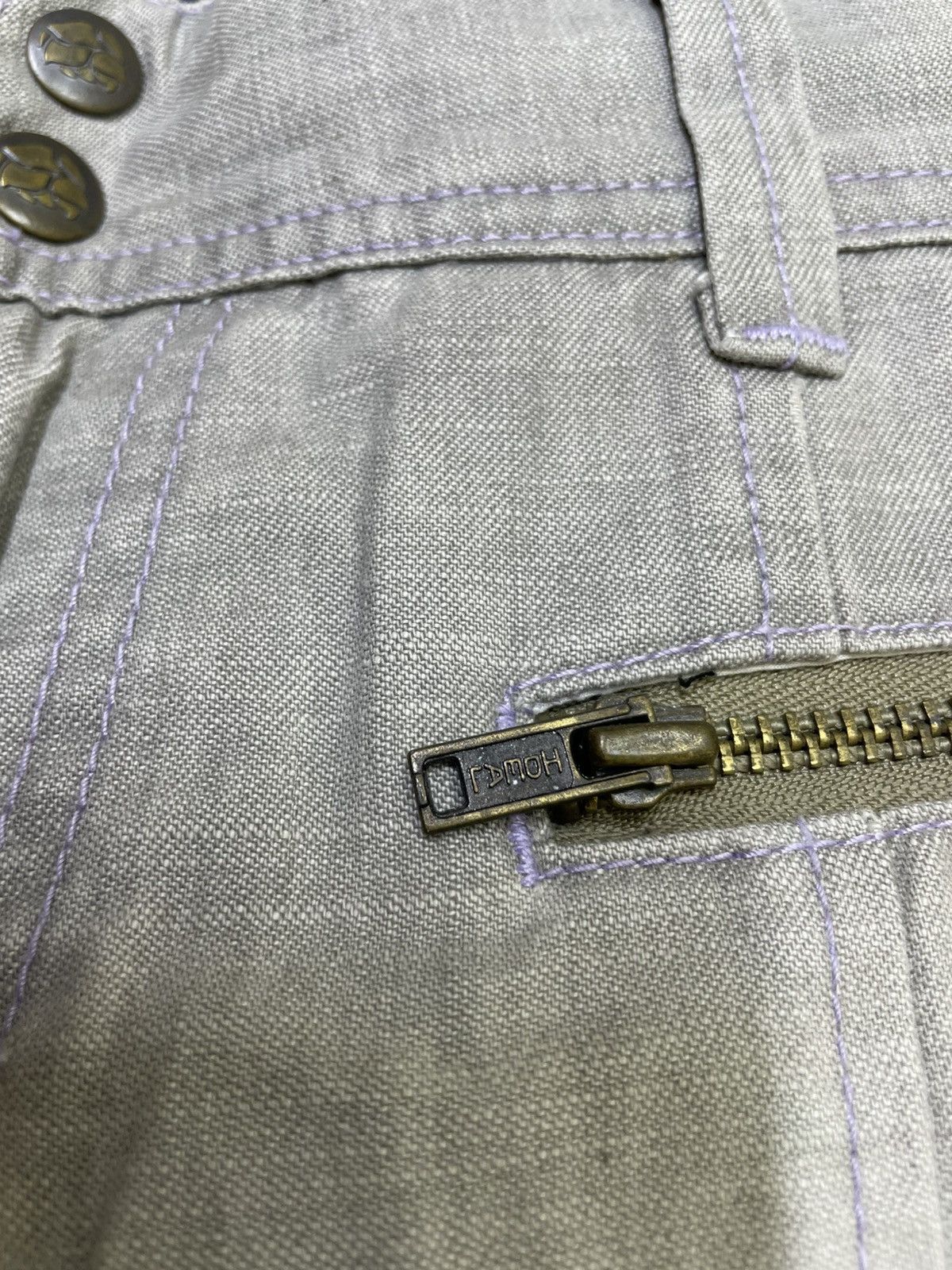 If Six Was Nine × Japanese Brand × Le Grande Bleu (L.G.B.) Detail crash break mix leather trashed flared jean Size US 27 - 5 Thumbnail